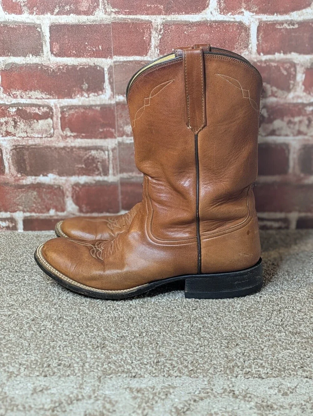 Rios of Mercedes 4900 Cowboy Boots Vintage Brown Leather Western Mens 9 E